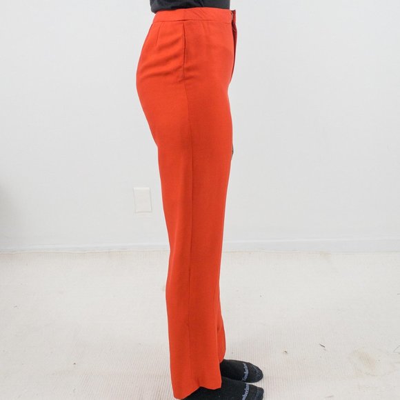 Vintage 90s S Silk Wool Slim Trousers Red - Picture 5 of 7